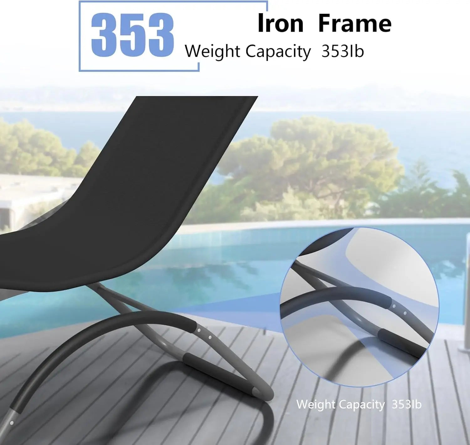 Set of 2 Outdoor Chaise Lounge Chairs, Iron Patio Loungers with Headrests – Ideal for Relaxation by The Pool, On The Balcony - AURA