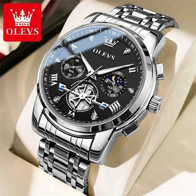 OLEVS 2856 Man Watch 24 Hour Moon Phase Chronograph (Waterproof) - AURA