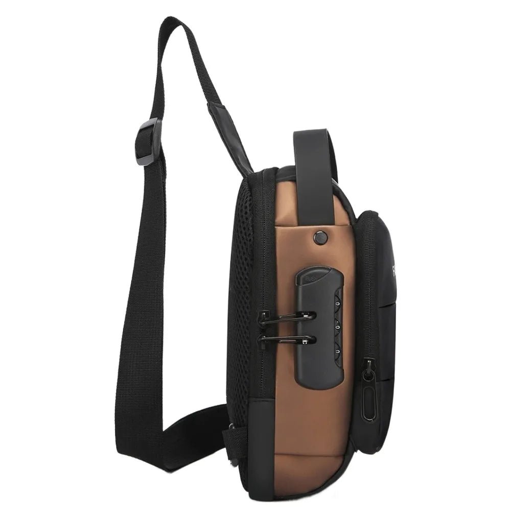 Anti - theft Men's Chest Bag USB Charging Port - AURA