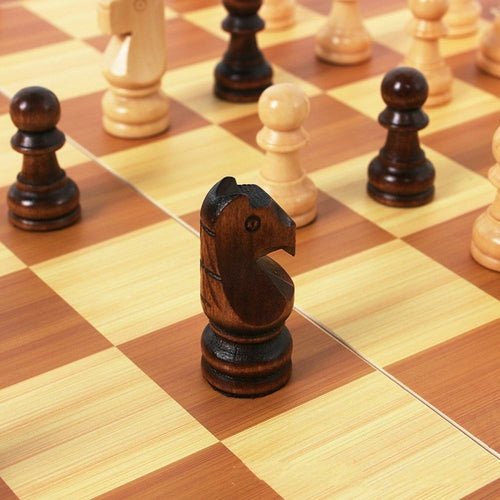 Foldable Wooden Chess Set Board Game - AURA