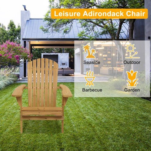 2PCS Foldable Fir Wood Adirondack Chair Patio Furniture Conversation Lounge Seat - AURA