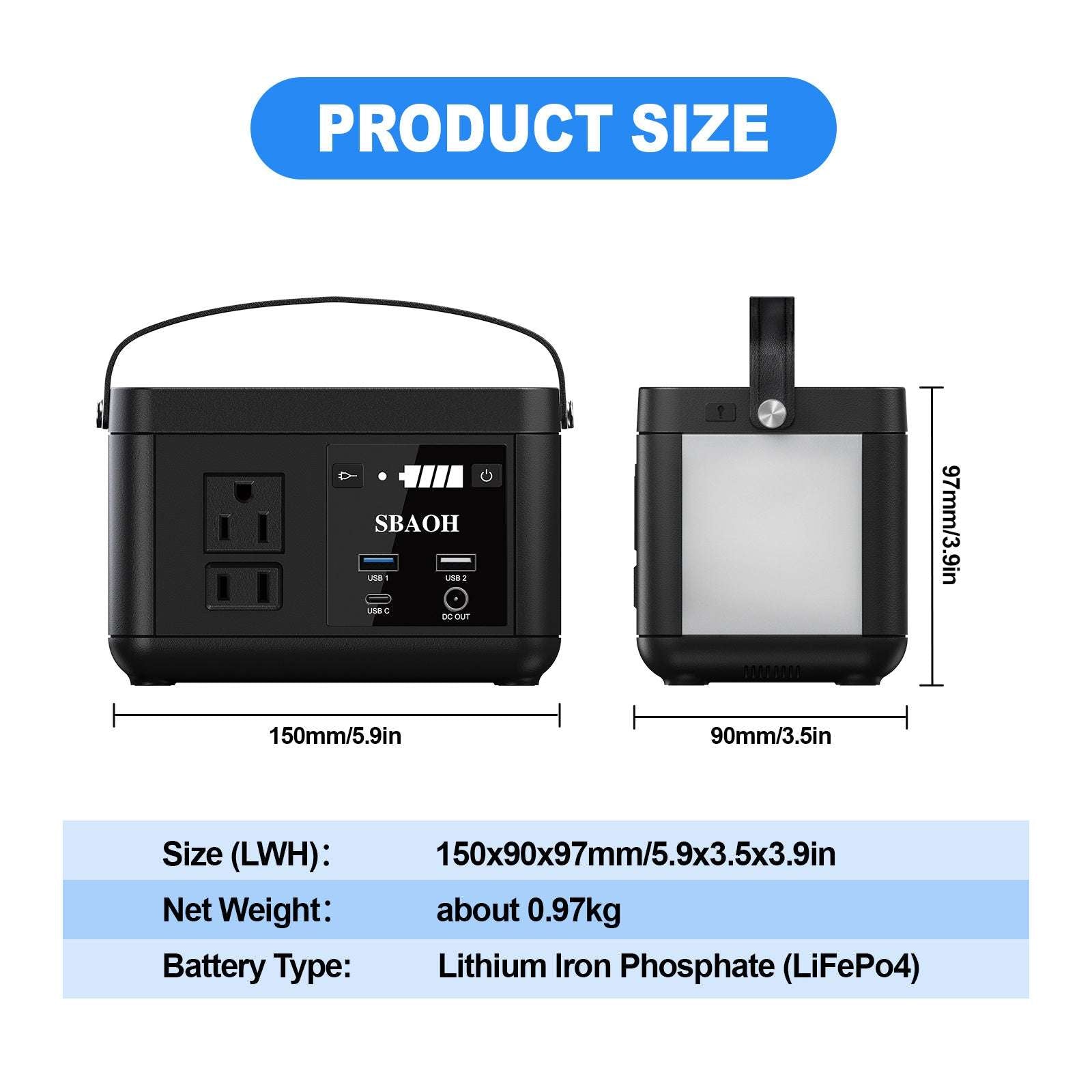 Portable Power Station P86,88.8Wh LiFePo4 Battery,with 120W AC Outputs - AURA