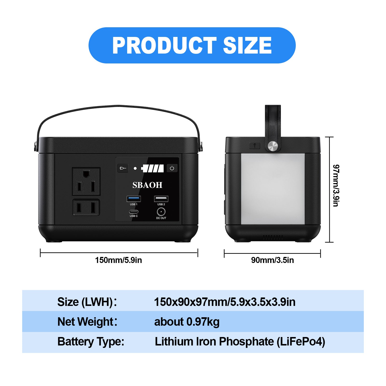 Portable Power Station P86,88.8Wh LiFePo4 Battery,with 120W AC Outputs - AURA