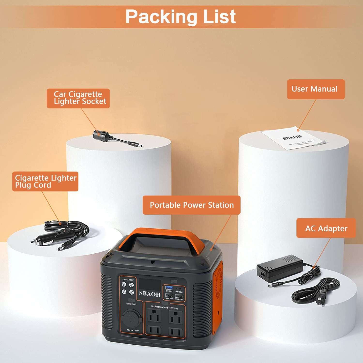 US Plug Portable Power Station P302,300W 296Wh Backup Lithium Battery - AURA