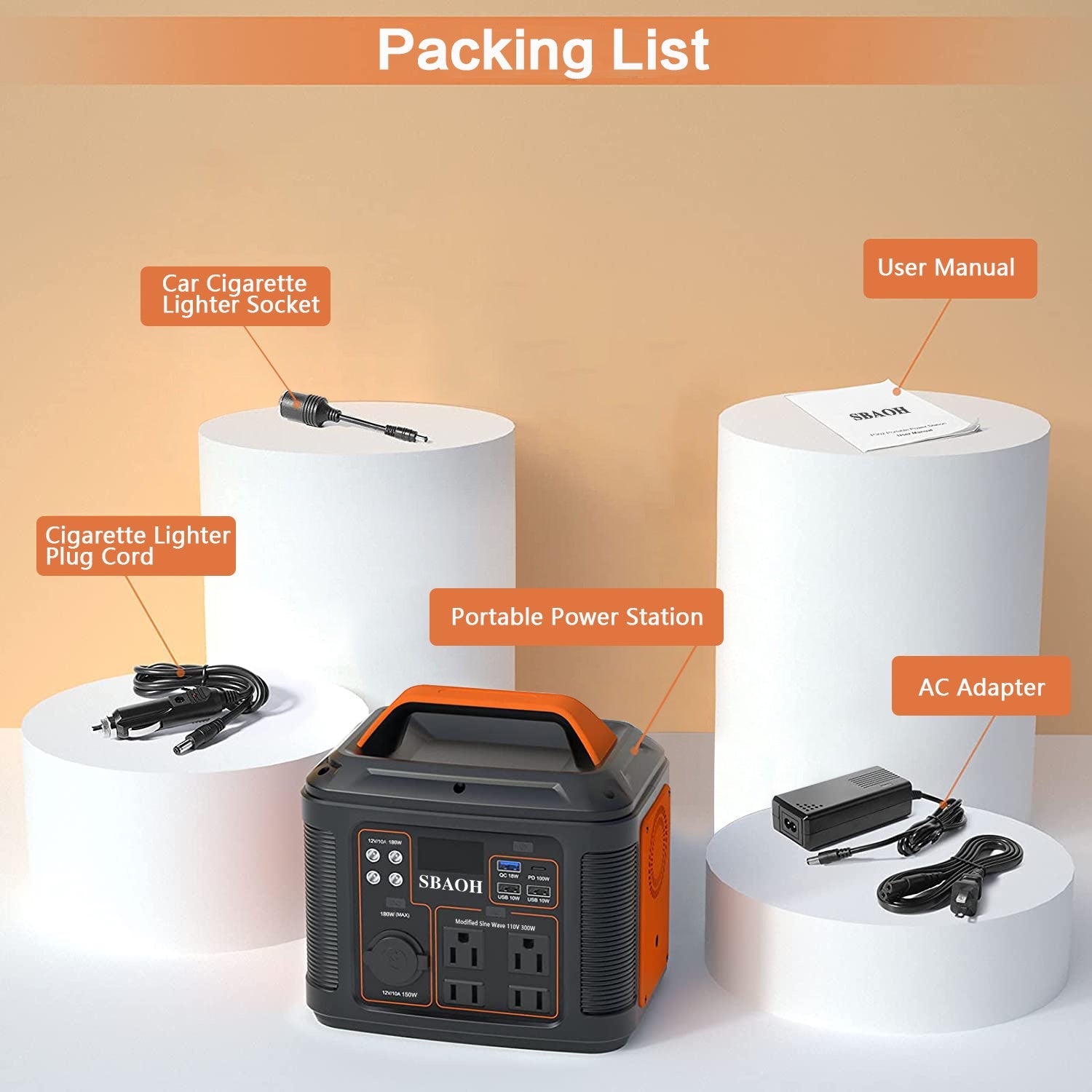 US Plug Portable Power Station P302,300W 296Wh Backup Lithium Battery - AURA