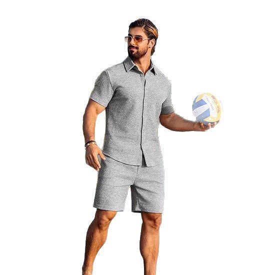 Knitwear Sports Casual Short Sleeve And Shorts Suit - AURA