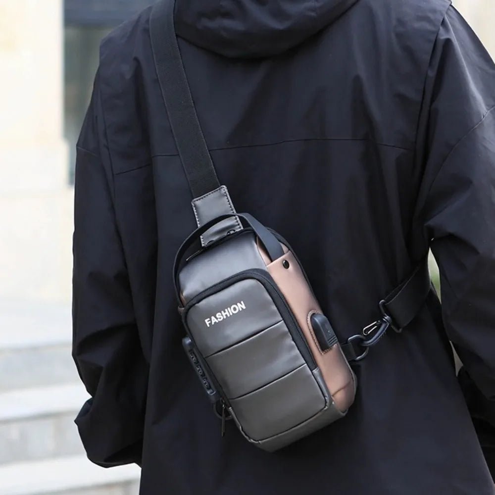 Anti - theft Men's Chest Bag USB Charging Port - AURA