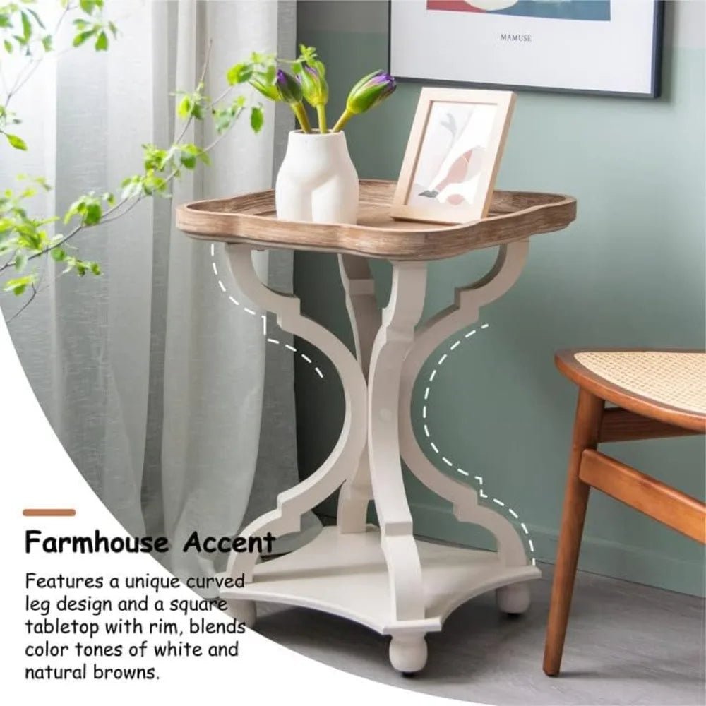 Rustic Farmhouse Cottagecore Accent End Table - AURA
